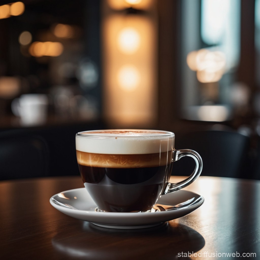 A perfectly brewed cup of americano coffee with rich crema on top, served in a white ceramic cup on a wooden table